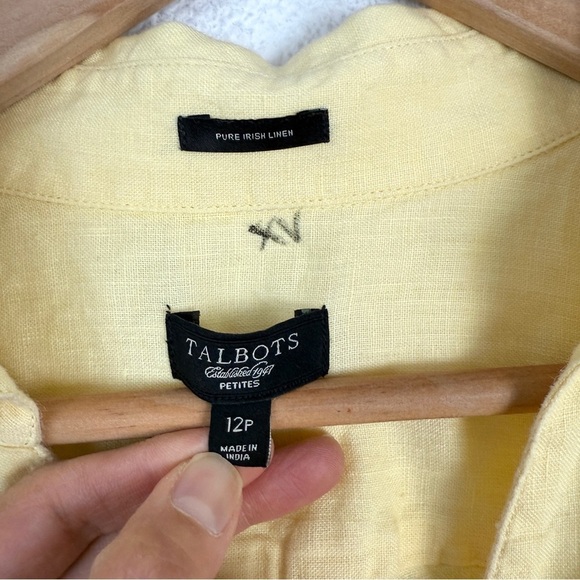 Talbots Pure Irish Linen Button Down Up Blouse Top Shirt 12 Petite 12P - Picture 4 of 6